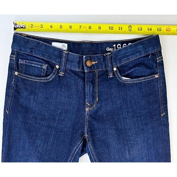Gap 1969 28X28 Womens Real Straight Dark Wash Blue Denim 5 Pocket Jeans Size 28S - Picture 2 of 12